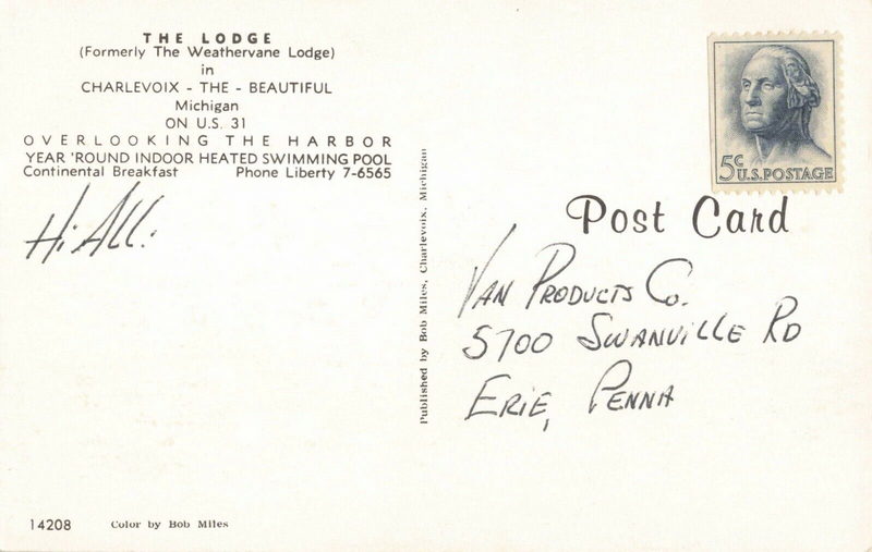 The Lodge (Weathervane Inn, Weathervane Lodge) - Old Postcard (newer photo)